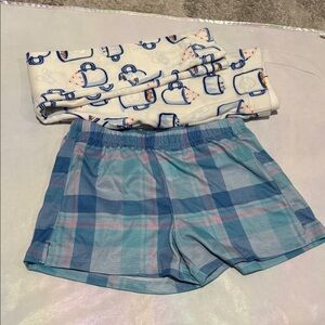 Cozy Coffee Mug Print Leggings and blue short size 8 , 2 pieces …@81